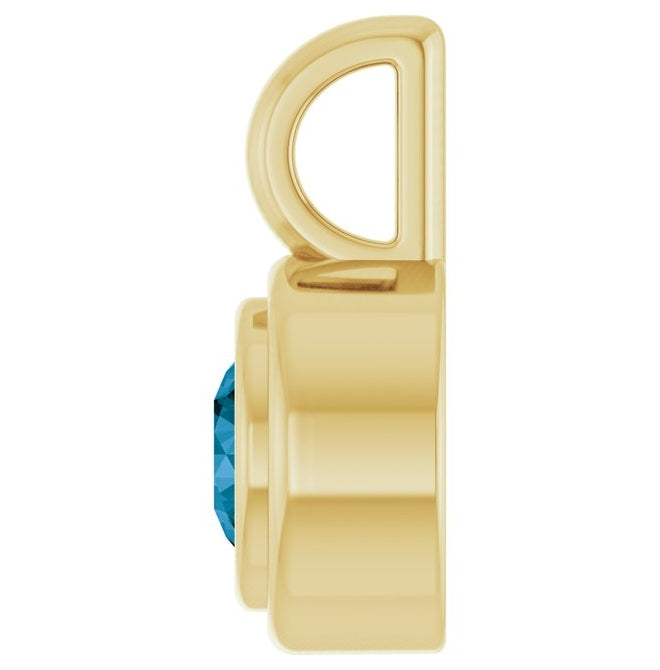14K Yellow Gold Round Polished Natural Gemstone Charm/Pendant