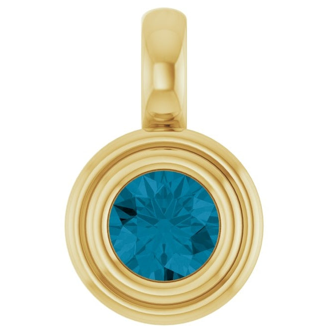 14K Yellow Gold Round Polished Natural Gemstone Charm/Pendant