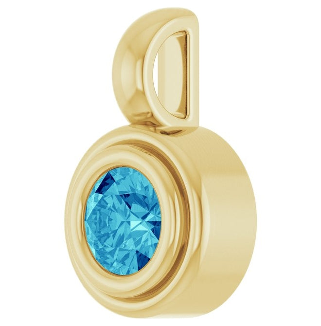 14K Yellow Gold Round Polished Natural Gemstone Charm/Pendant