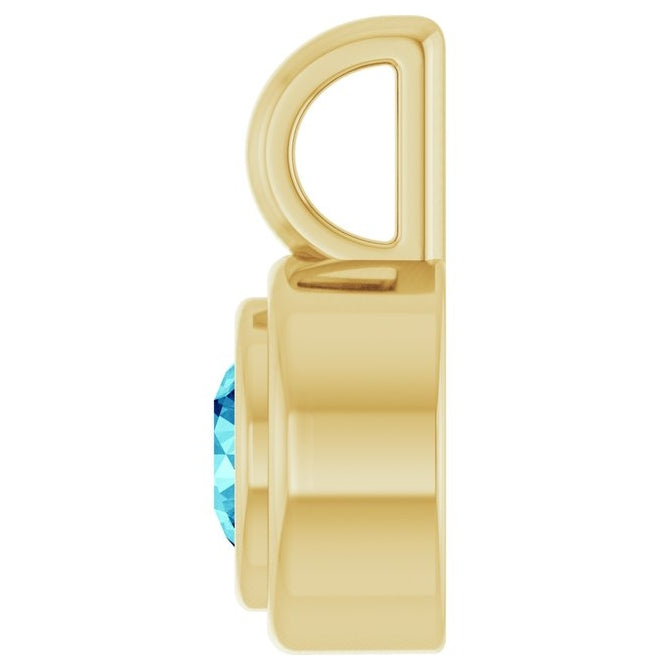 14K Yellow Gold Round Polished Natural Gemstone Charm/Pendant