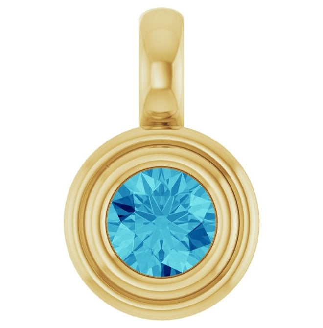 14K Yellow Gold Round Polished Natural Gemstone Charm/Pendant