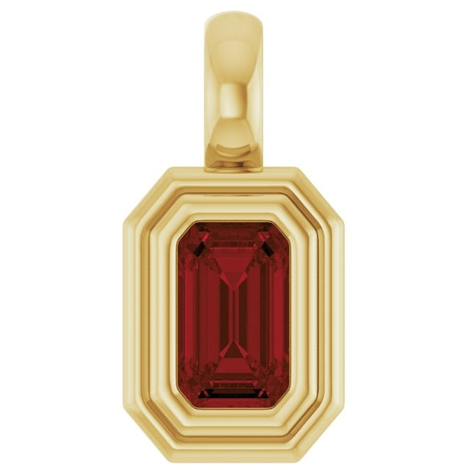14K Yellow Gold Emerald  5 X 3 Mm Polished Natural Gemstone Charm/Pendant