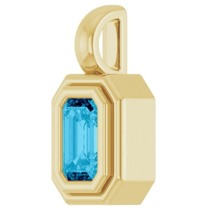 14K Yellow Gold Emerald  5 X 3 Mm Polished Natural Gemstone Charm/Pendant