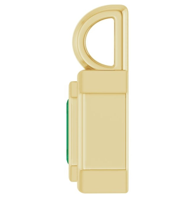 14K Yellow Gold Emerald Polished Lab-Grown Gemstone Charm/Pendant