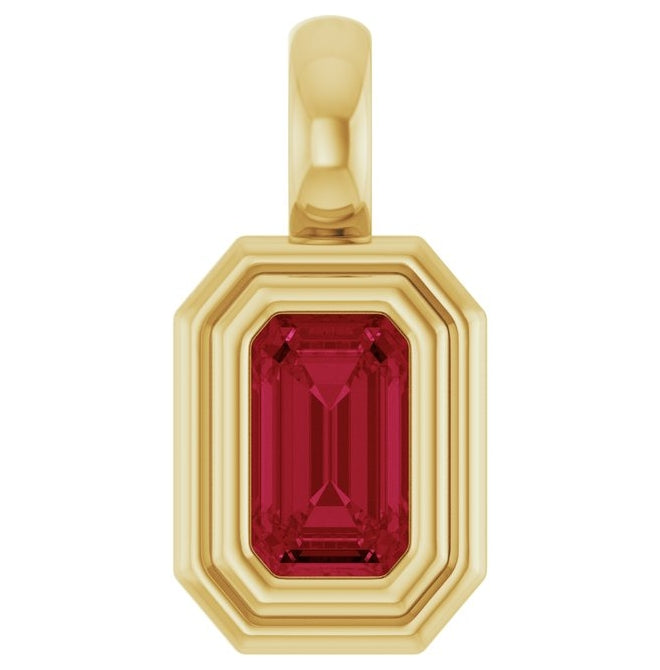14K Yellow Gold Emerald Polished Lab-Grown Gemstone Charm/Pendant