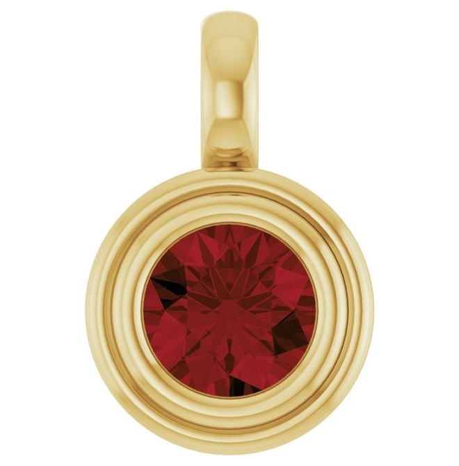 14K Yellow Gold Round Polished Natural Gemstone Charm/Pendant