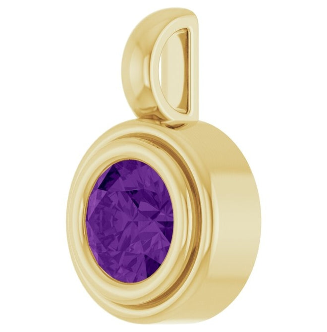 14K Yellow Gold Round Polished Natural Gemstone Charm/Pendant