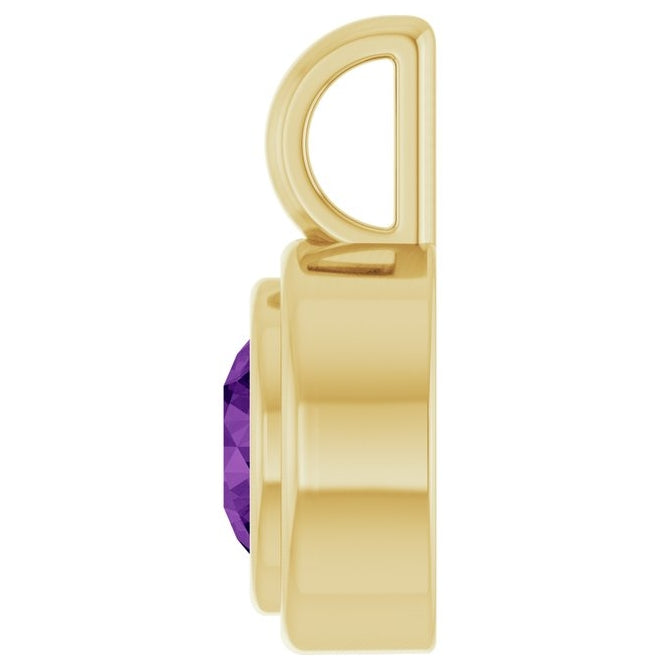 14K Yellow Gold Round Polished Natural Gemstone Charm/Pendant