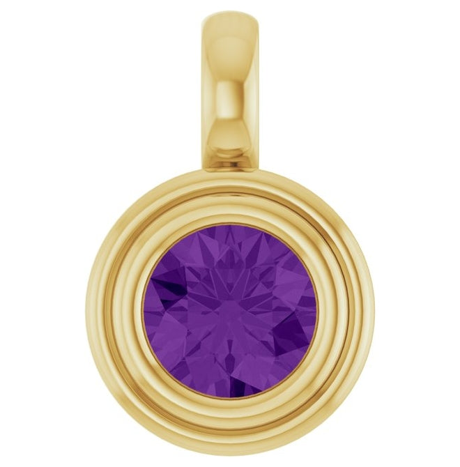 14K Yellow Gold Round Polished Natural Gemstone Charm/Pendant