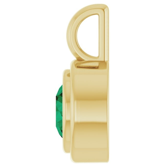14K Yellow Gold Round Polished Lab-Grown Gemstone Charm/Pendant