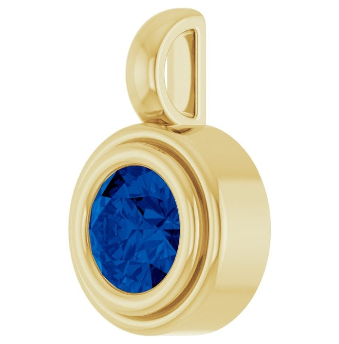 14K Yellow Gold Round Polished Lab-Grown Gemstone Charm/Pendant