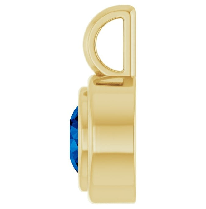 14K Yellow Gold Round Polished Lab-Grown Gemstone Charm/Pendant