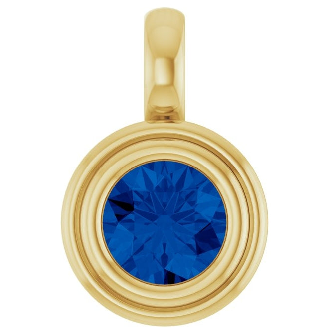 14K Yellow Gold Round Polished Lab-Grown Gemstone Charm/Pendant