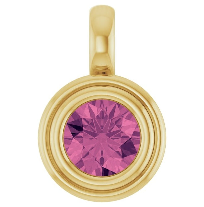 14K Yellow Gold Round Polished Natural Gemstone Charm/Pendant