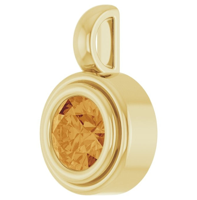 14K Yellow Gold Round Polished Natural Gemstone Charm/Pendant