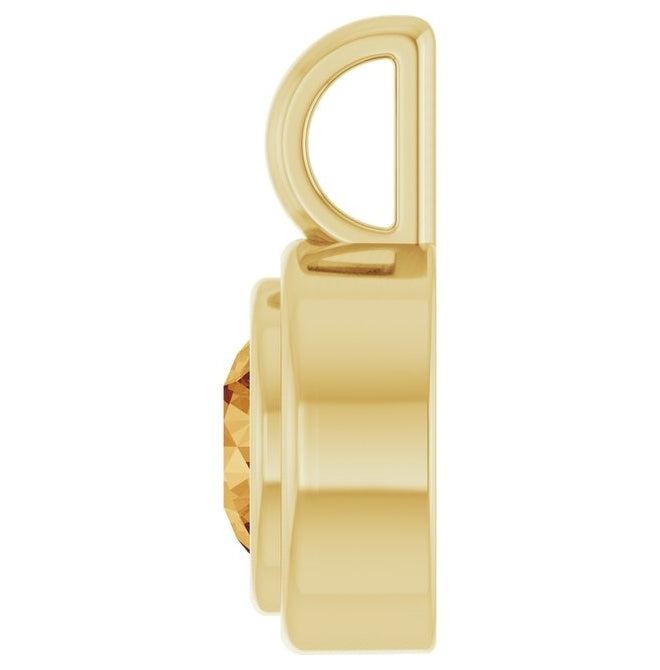 14K Yellow Gold Round Polished Natural Gemstone Charm/Pendant