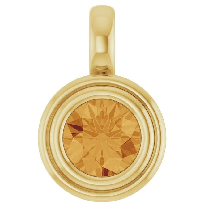 14K Yellow Gold Round Polished Natural Gemstone Charm/Pendant