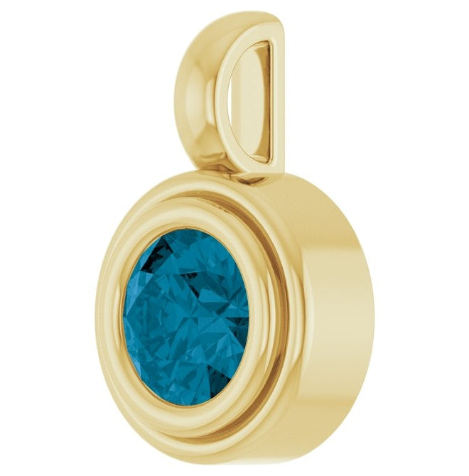 14K Yellow Gold Round Polished Natural Gemstone Charm/Pendant