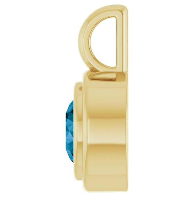 14K Yellow Gold Round Polished Natural Gemstone Charm/Pendant