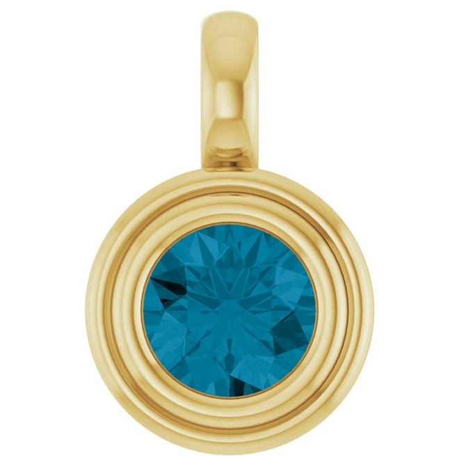 14K Yellow Gold Round Polished Natural Gemstone Charm/Pendant