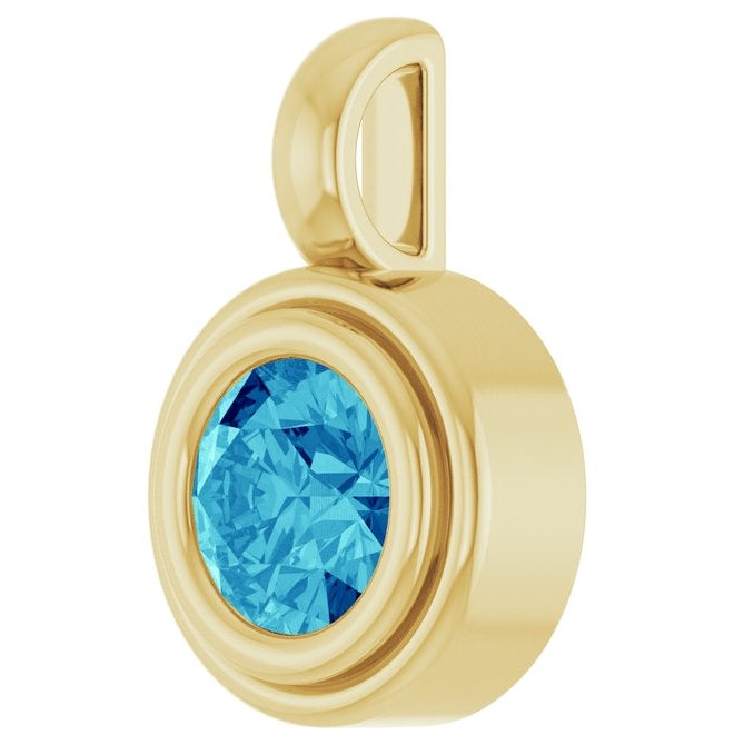 14K Yellow Gold Round Polished Natural Gemstone Charm/Pendant