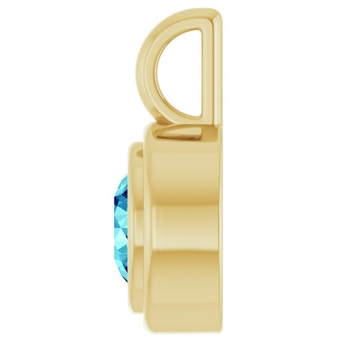 14K Yellow Gold Round Polished Natural Gemstone Charm/Pendant