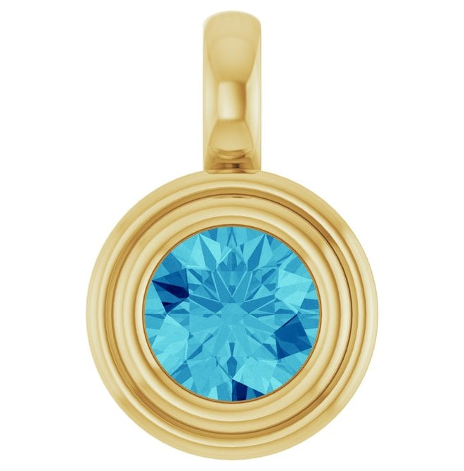 14K Yellow Gold Round Polished Natural Gemstone Charm/Pendant