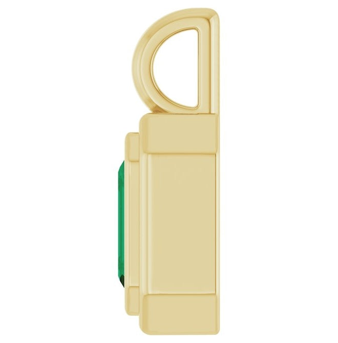 14K Yellow Gold Emerald Polished Lab-Grown Gemstone Charm/Pendant
