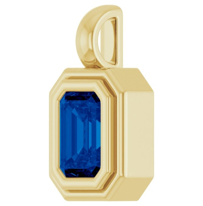 14K Yellow Gold Emerald Polished Lab-Grown Gemstone Charm/Pendant