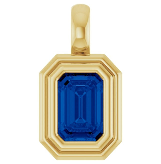 14K Yellow Gold Emerald Polished Lab-Grown Gemstone Charm/Pendant