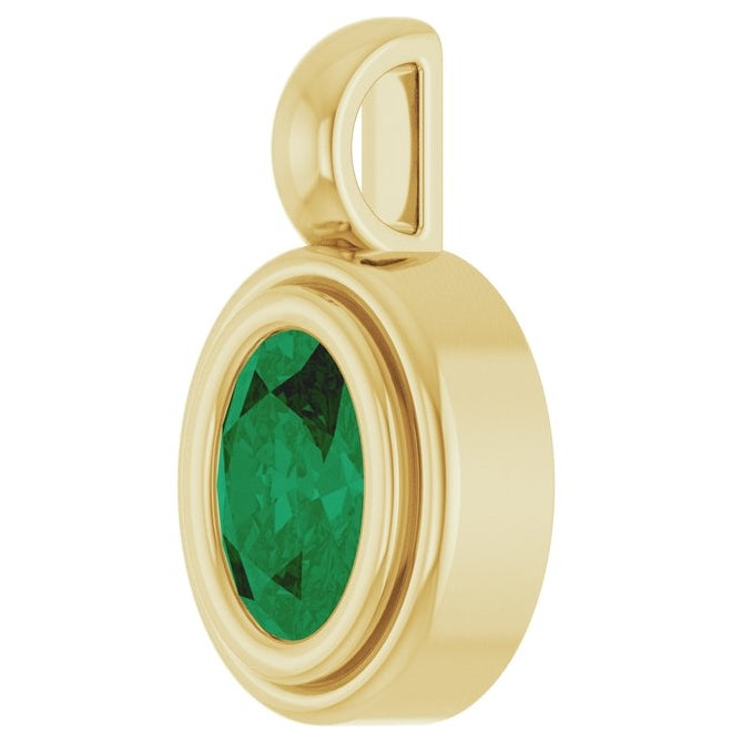14K Yellow Gold Oval Polished Lab-Grown Diamond Charm/Pendant