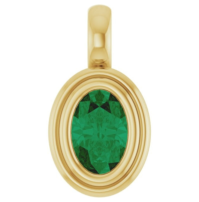 14K Yellow Gold Oval Polished Lab-Grown Diamond Charm/Pendant
