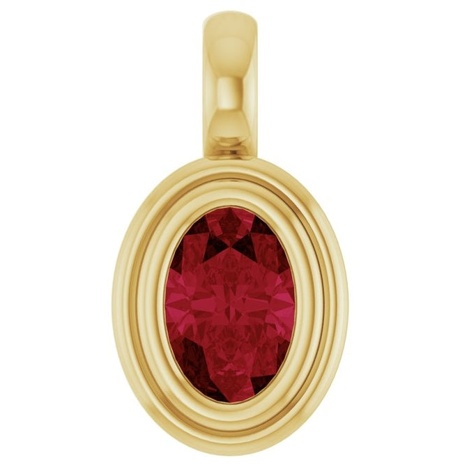 14K Yellow Gold Oval Polished Lab-Grown Diamond Charm/Pendant