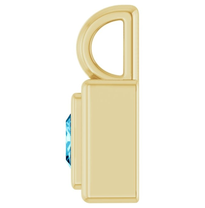 14K Yellow Gold Or Sterling Silver Square  Polished Natural Gemstone Charm/Pendant