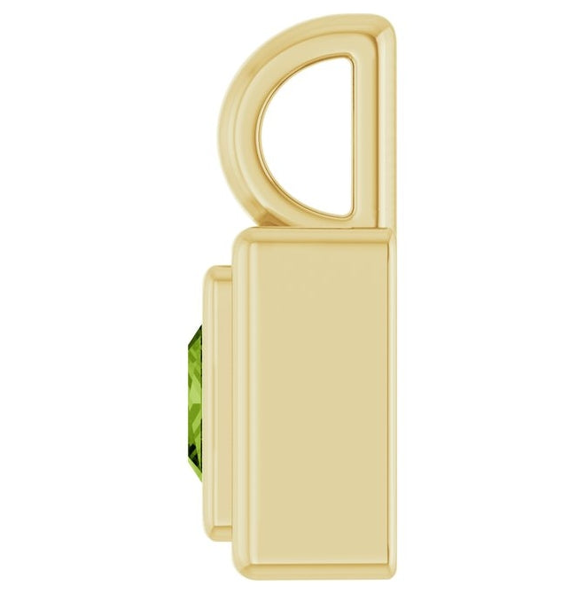 14K Yellow Gold Or Sterling Silver Square  Polished Natural Gemstone Charm/Pendant