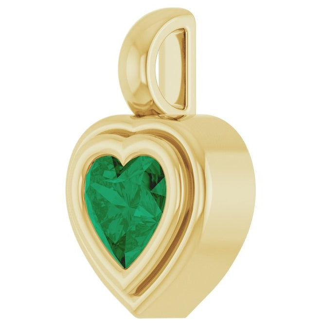 14K Yellow Gold Heart  5 X 5 Mm Polished Lab-Grown Gemstone Charm/Pendant