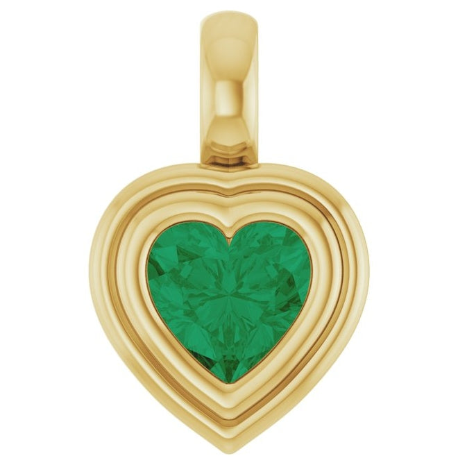 14K Yellow Gold Heart  5 X 5 Mm Polished Lab-Grown Gemstone Charm/Pendant