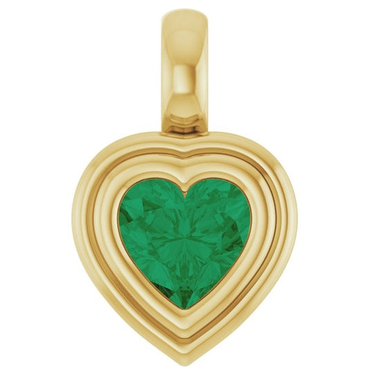14K Yellow Gold Heart  5 X 5 Mm Polished Lab-Grown Gemstone Charm/Pendant