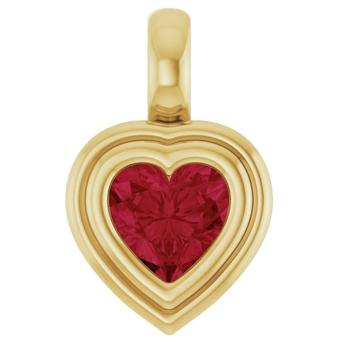 14K Yellow Gold Heart  5 X 5 Mm Polished Lab-Grown Gemstone Charm/Pendant