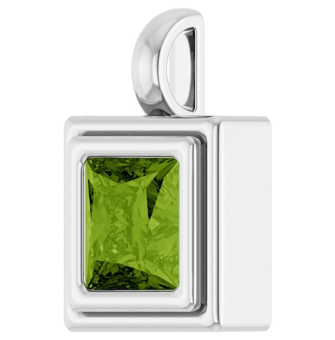 14K Yellow Gold Or Sterling Silver Square  Polished Natural Gemstone Charm/Pendant