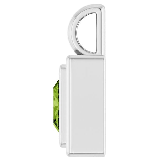14K Yellow Gold Or Sterling Silver Square  Polished Natural Gemstone Charm/Pendant