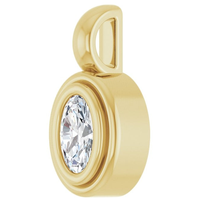 14K Yellow Gold Oval Polished Lab-Grown Diamond Charm/Pendant