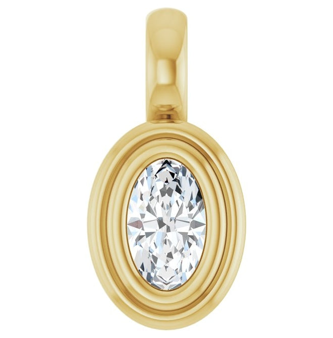 14K Yellow Gold Oval Polished Lab-Grown Diamond Charm/Pendant