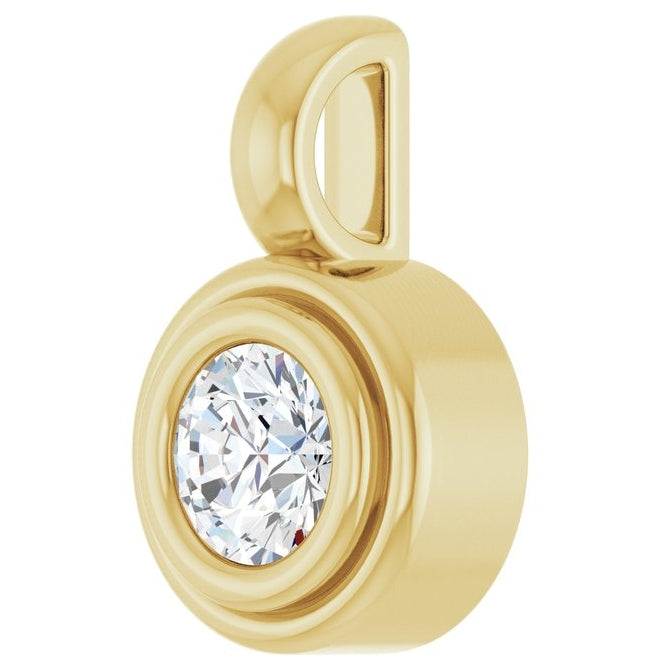 14K Yellow Gold Round Polished Lab-Grown Gemstone Charm/Pendant