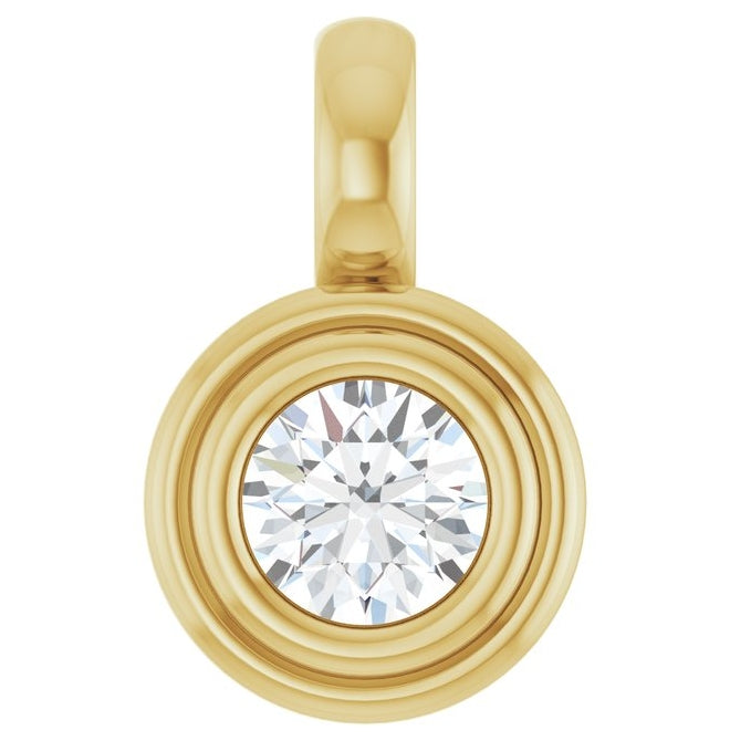 14K Yellow Gold Round Polished Lab-Grown Gemstone Charm/Pendant