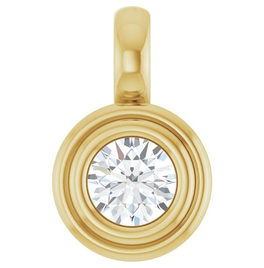 14K Yellow Gold Round Polished Lab-Grown Gemstone Charm/Pendant