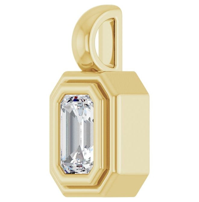 14K Yellow Gold Emerald Polished Lab-Grown Gemstone Charm/Pendant