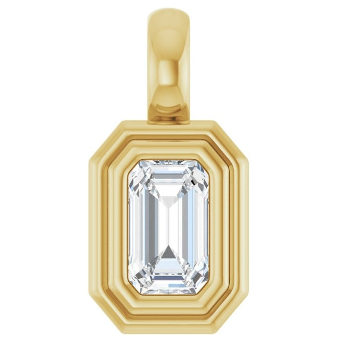 14K Yellow Gold Emerald Polished Lab-Grown Gemstone Charm/Pendant