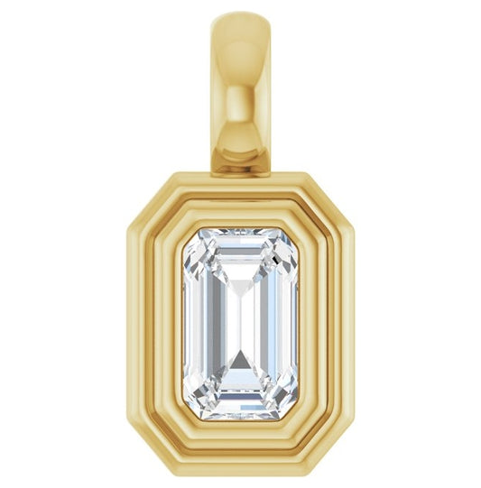 14K Yellow Gold Emerald Polished Lab-Grown Gemstone Charm/Pendant
