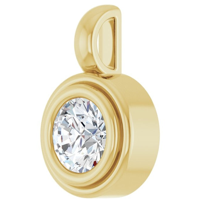 14K Yellow Gold Round Polished Lab-Grown Gemstone Charm/Pendant